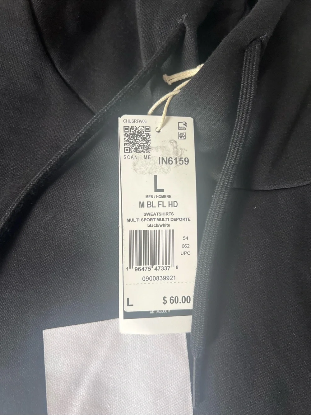 Adidas Big Logo Fleece Hoodie-Size Large